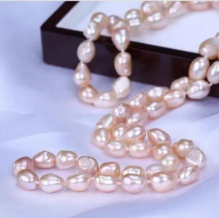 

Charming 8-9mm pink baroque Freshwater cultured pearl necklace 75cm fashion jewelry