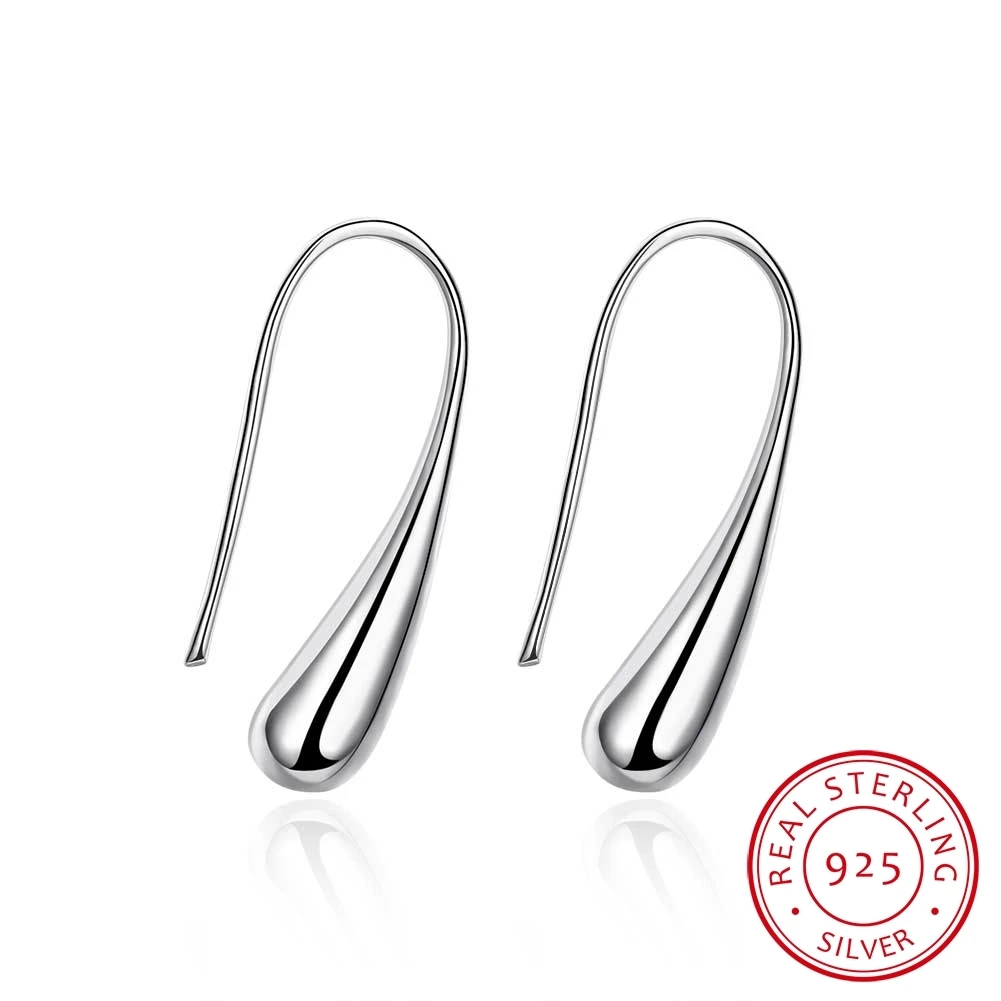 

Pure Real 925 stamp silver color Teardrop Earrings For Women Girls Children Kids Jewelry Orecchini Aros Aretes boucle d'oreille