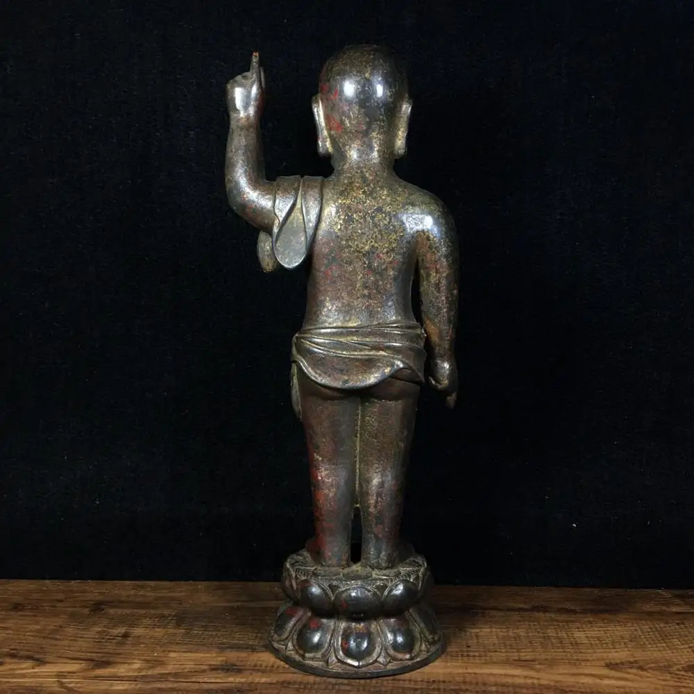 

Wedding Decoration 10" Tibet Buddhism Temple Old bronze Statue of Prince Shakyamuni Baobao The Buddha Baby Mi Buddha