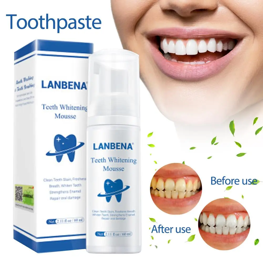 LANBENA Teeth Whitening Mousse Tooth Cleaning White Oral Hygiene Toothpaste Bleaching Remove Stains Dental Tool | Красота и здоровье