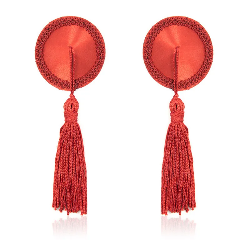 Эротическое женское нижнее белье с пастой на груди кисточками в форме сердца |