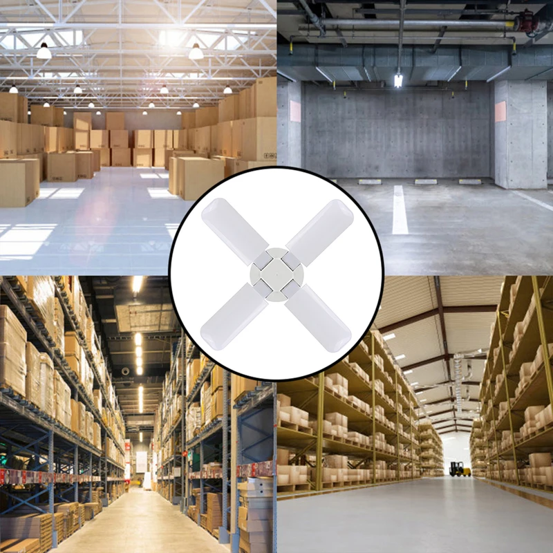 

30W LED Garage Light E27 AC85-265V Deformable Ceiling Light Foldable Fan Blade Light For Warehouse Workshop Deformation Lamp