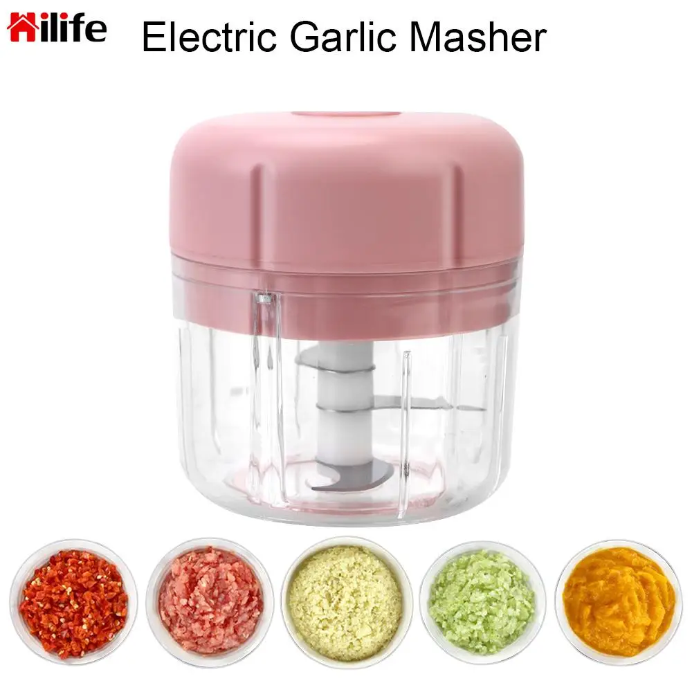 

Electric Garlic Masher For Crushed Garlic Ginger Chili Meat Vegetable Sturdy Durable Mini Crusher Chopper USB Charging 250ML