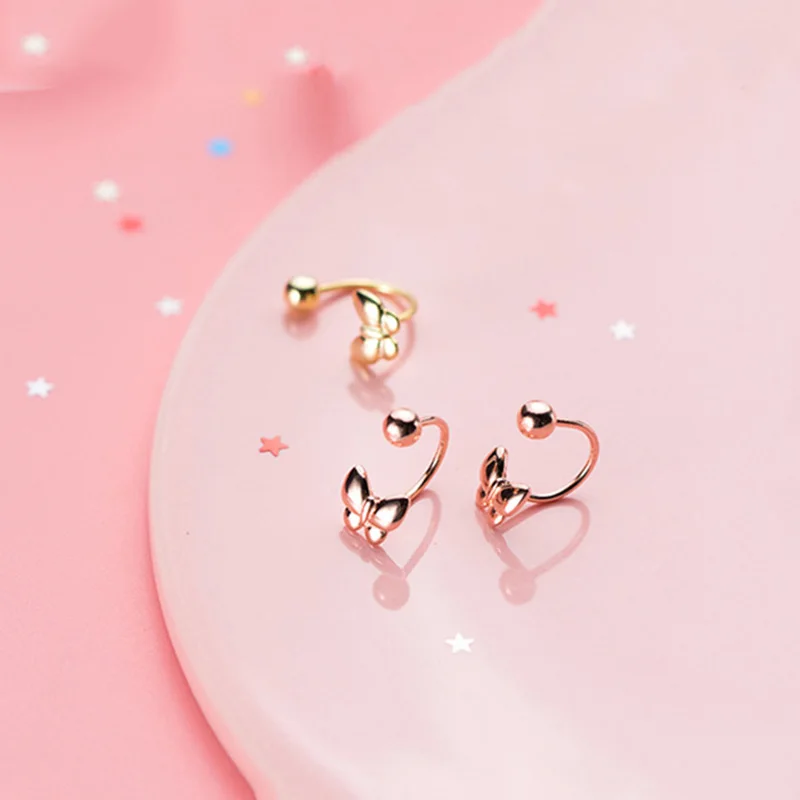 

PONYKISS 100% S925 Sterling Silver Cute butterfly Minimlist Clip Earrings for Women Party Delicate Elegant Accessory girls Gift