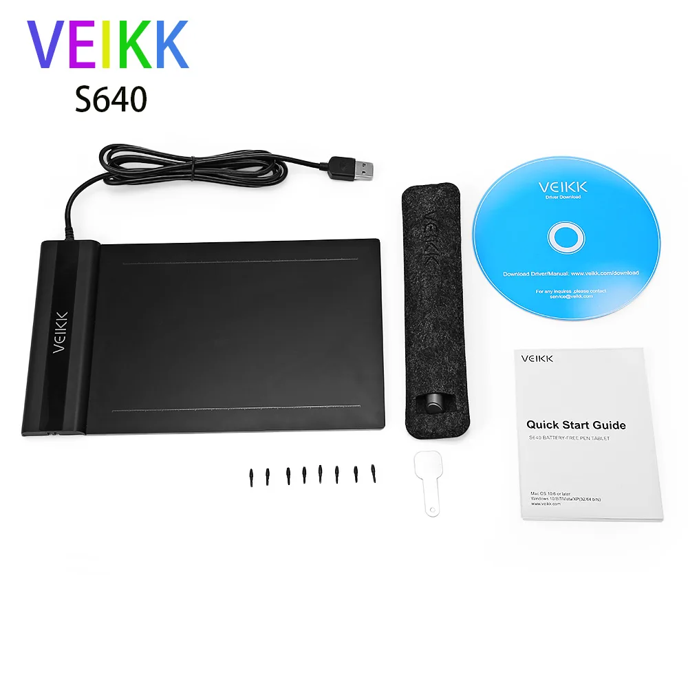 Цифровой планшет графика Рисование планшет Pad w/ручка 8192 уровень 10x" и 6*4" 5080LPI с запасной nib цифровой ручкой - Цвет: S640