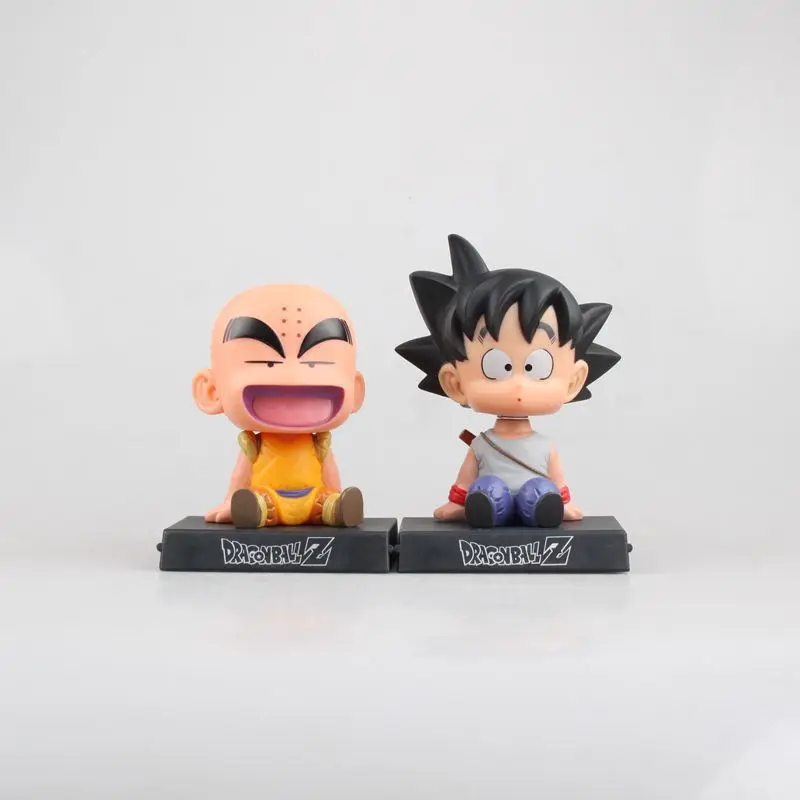 

BANDAI Dragon Ball Action Figure Q Version Shaking His Head Son Goku Kuririn Doll Mobile Phone Holder Car Decoration Model