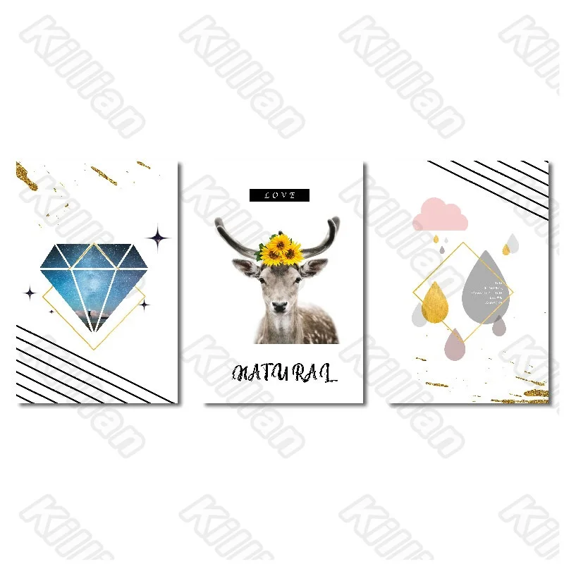 

Deer and Flower Frameless Poster Home Bedroom Decorative Living Room Canvas Painting Hd Print Poster Modern Style Fresco