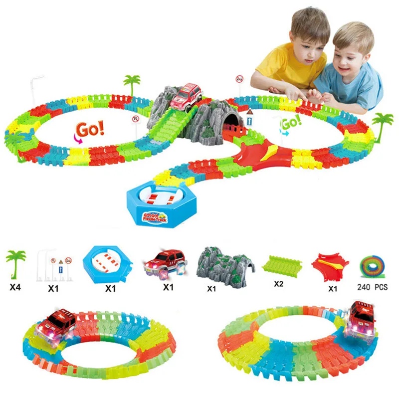 Железная дорога волшебный светящийся гибкий трек автомобиль игрушки для детей