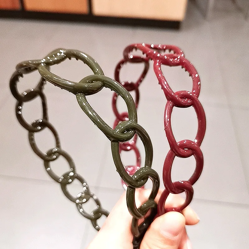 

Candy Color Hollow Out Decor Chain Headband for Women Fashion Simple Hair Loop Female Headwear Bezel Ladies Hair Accessories