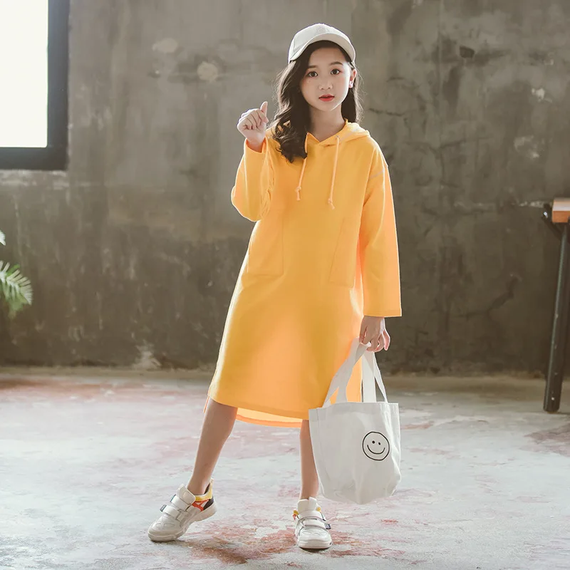 Платья для больших девочек Новинка осени 2019 Детские хлопковые платья с длинным