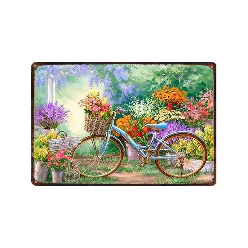 Акварель сад красота цветок птица цветочный металлический знак ретро настенное