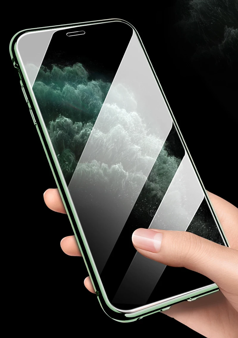 Магнитный адсорбционный металлический чехол для iPhone 11 11 Pro Max прозрачный чехол из закаленного стекла для телефона для iPhone XS Max XR 8 7 Plus откидная крышка