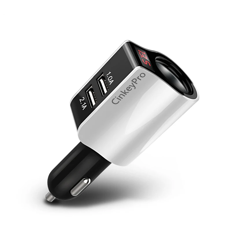 for iPhone Cable CinkeyPro 2 порта USB Автомобильное зарядное устройство для iPhone samsung Автомобильное зарядное устройство светодиодный прикуриватель 2.1A зарядка мобильный телефон Micro type C кабель - Тип штекера: for iPhone Cable