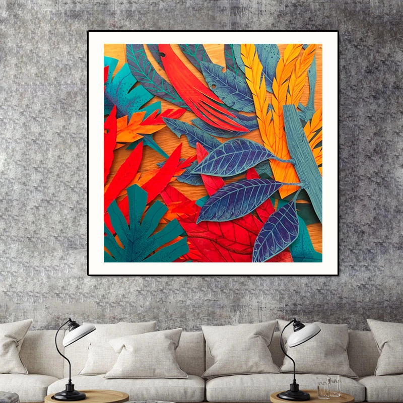 Холст настенные художественные картины красочные листья прикроватные на стене