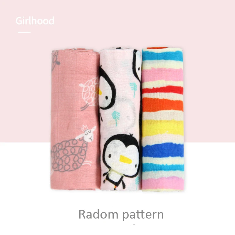 

Happyflute Bamboo Cotton Square Muslin Face Towel 3piece/set Radom Pattern Baby Stuff for Newborns Super Soft Gauze Wipes