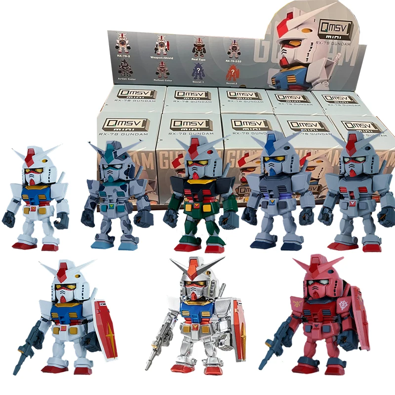 

Bandai Genuine Gundam Model Kit Anime Figure QMSV-MINI Blind Box RX-78 Collection Gunpla Anime Action Figure Toys for Children