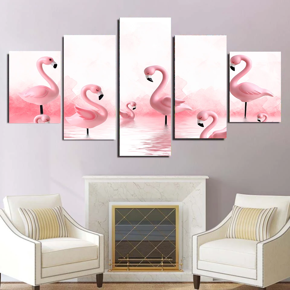 

Fashion poster flamingo combination animal pictures Nordic style wall art canvas prints modern living room decoration painting