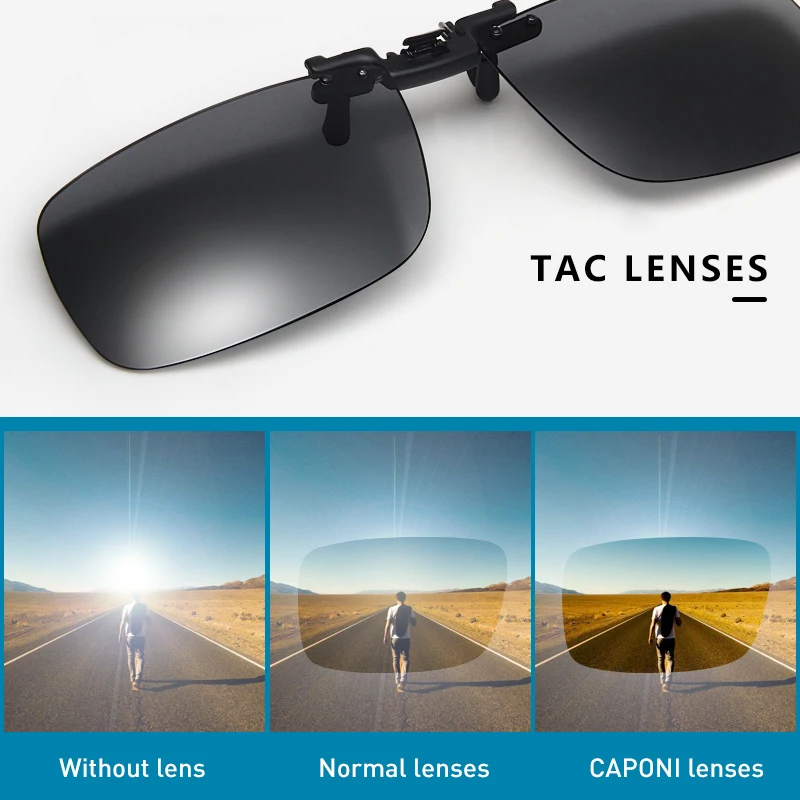 Солнцезащитные очки CAPONI Мужские поляризационные оправа с клипсой для