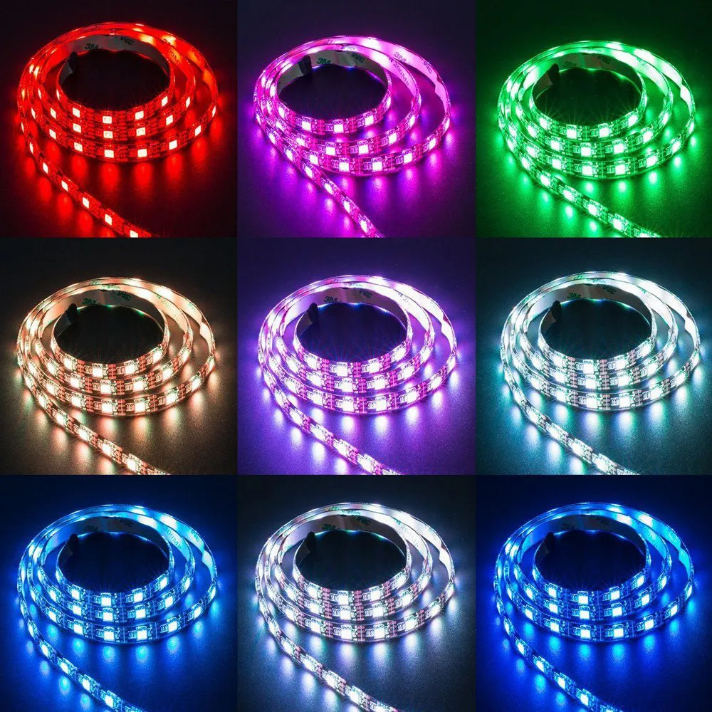 

2Pcs USB Power LED Strip light 5V 5050SMD RGB LED lamp Tape 1M TV backlight lamp For TV PC Background LED Diode lighting CD
