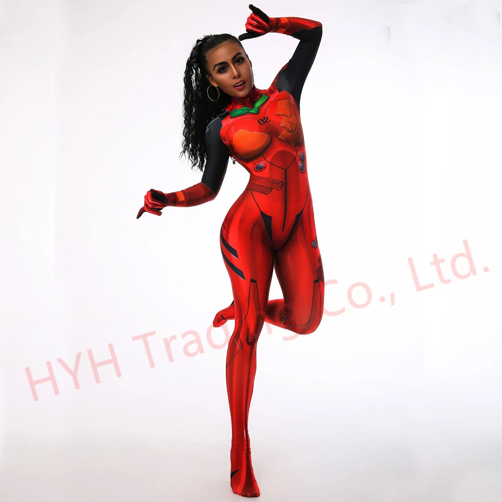 Asuka Langley Soryu костюмы на Хэллоуин для женщин косплей костюм унисекс цельный полный