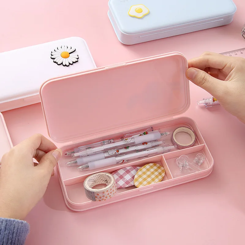 

Cute Macaron Pencil Case Multifunctional Stationery Frosted PP Plastic Pencil Pen Storage Box Student Pencilcase Office Supplies