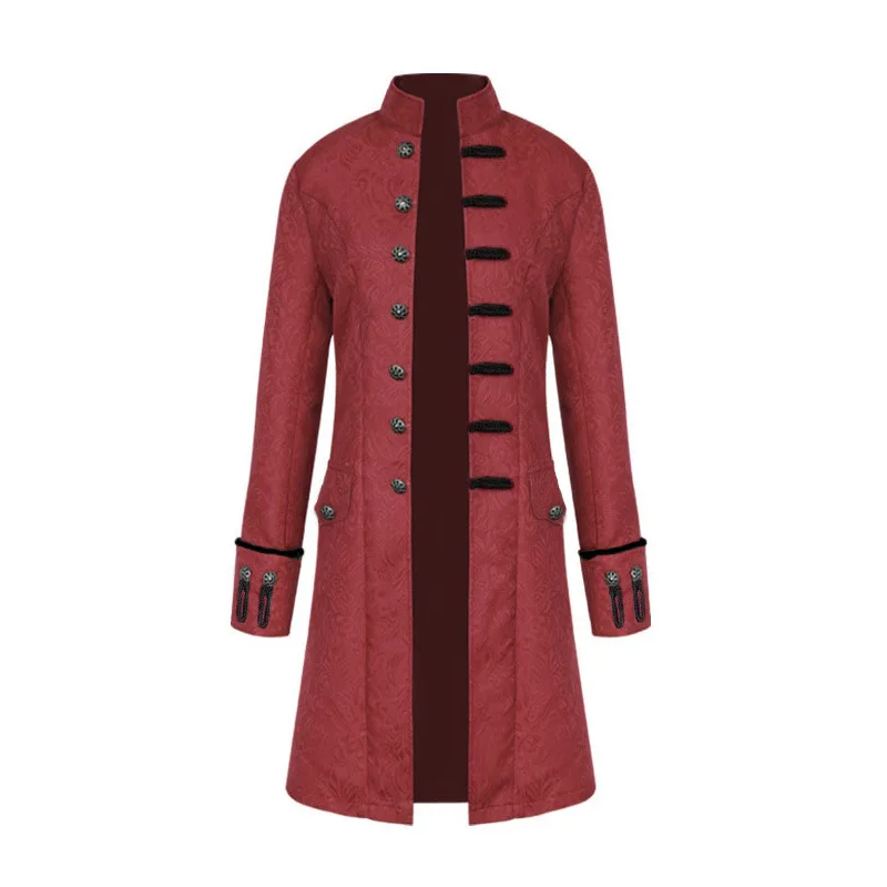 

Mens Vintage Tailcoat Jacket Goth Long Steampunk Formal Gothic Victorian Frock Coat Uniform Halloween Retro Jacquard Costumes