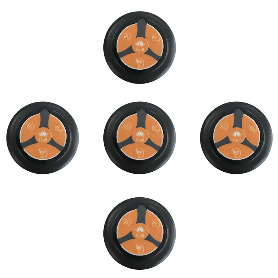 black color in 4 key JINGLE BELLS 433,92 mhz 5 шт. передатчика кнопки вызова беспроводной Гостевая система вызова для ресторанов официанта звонок колокольчики отеля - Цвет: black color in 4 key