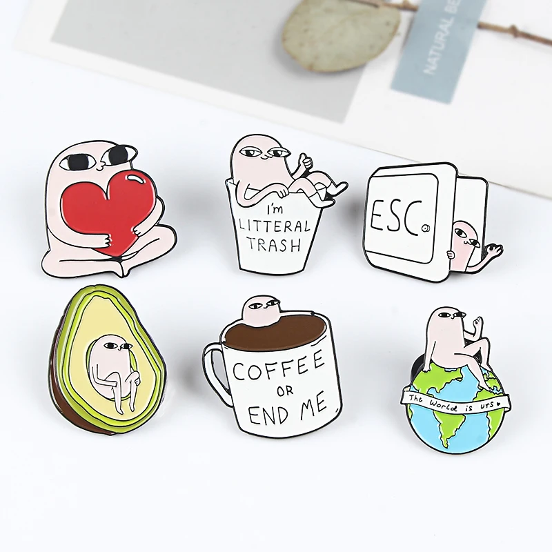 Забавные Броши Ketnipz в виде комиксов значок с изображением земли авокадо кофе