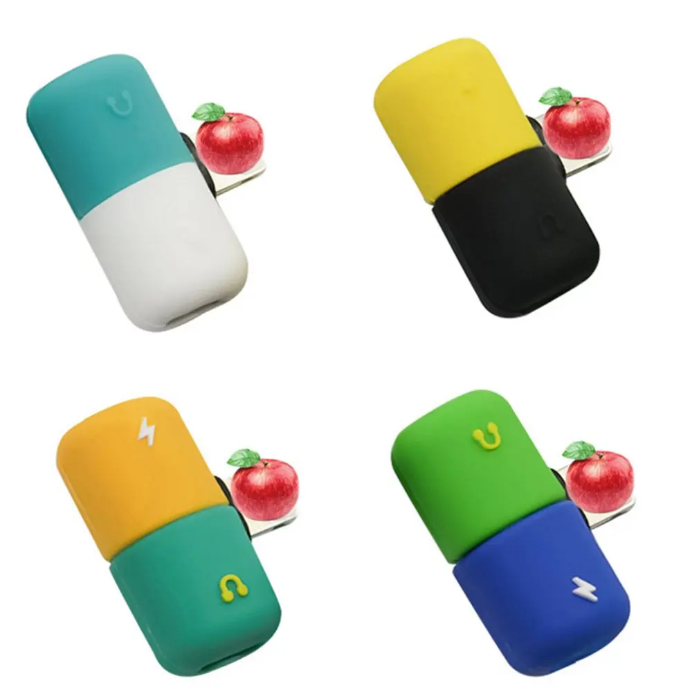 Мультфильм таблетки зарядки прослушивания песни 2 в 1 аудио кабель для Apple адаптер