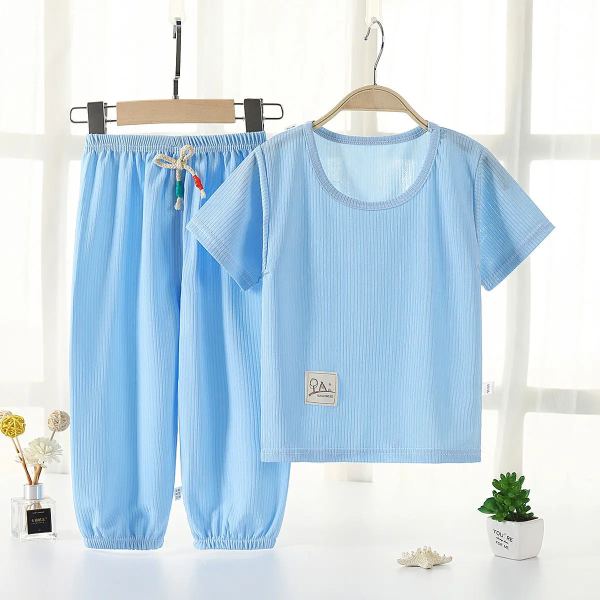 Комплект летней детской противомоскитные штаны костюм с футболкой для мальчиков