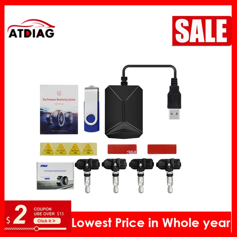 Горячая TPMS для Android автомобильный DVD автомобильная система контроля давления в шинах USB датчики давления в шинах Система мониторинга сигнализации 4 шт./комплект