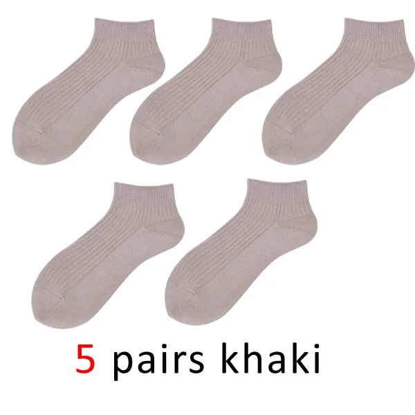 VERIDICAL 5 pairs/lot ankle socks woman solid loose crew Boat Socks harajuku socks cotton Good Quality calcetines mujer 10 color - Цвет: khaki