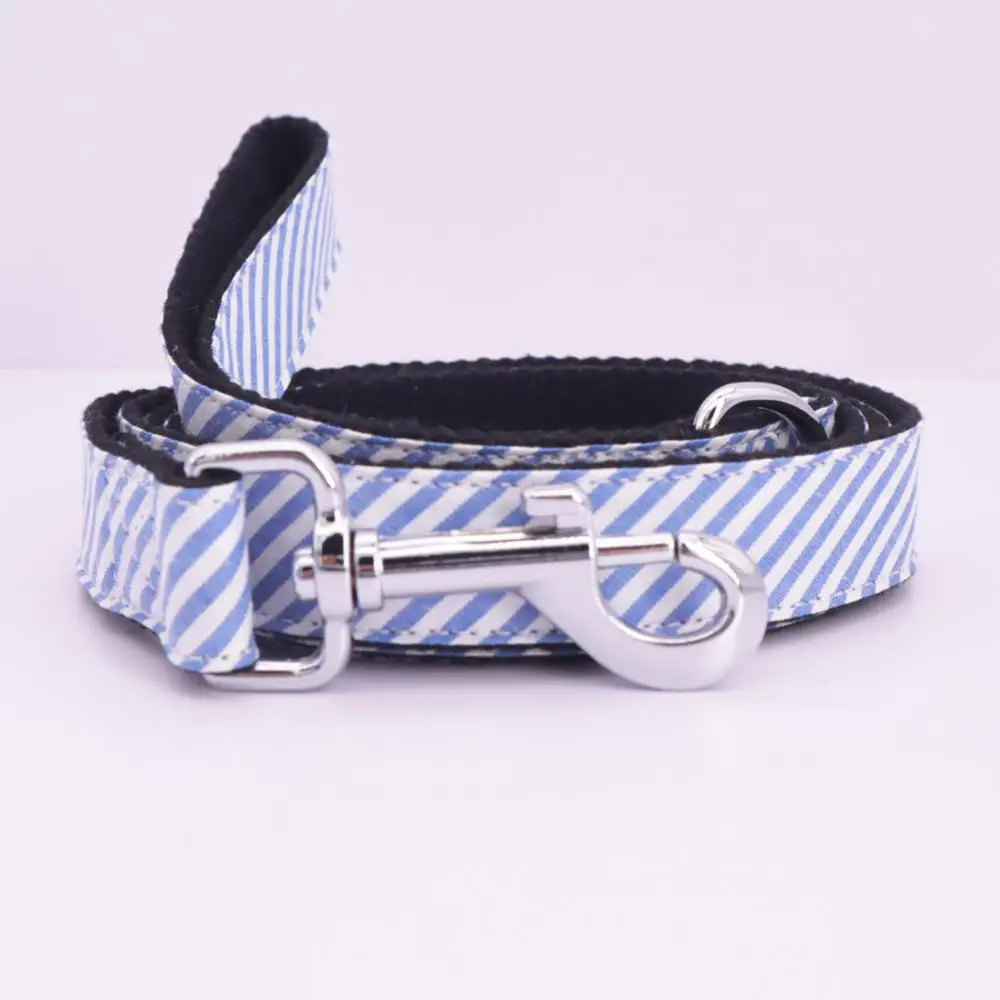 Мужской ошейник в полоску для собак галстук бабочка синий индивидуальный