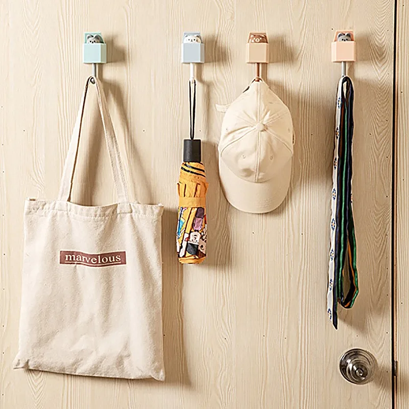 

Towel Hooks Decorative Hooks Household Cartoon Cat Key Holder Wall Mounted Adhesive Coat Hanger Hat Rack Organizer Accessories