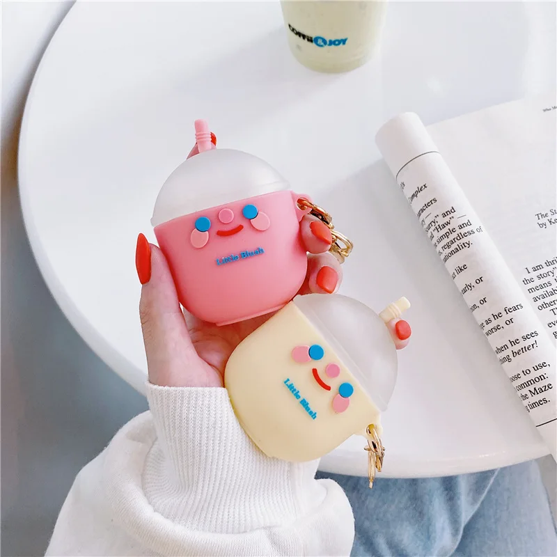 Для AirPod 1 2 Чехол 3D смайлик кружка с лицом чашки милый мягкий силиконовый чехол