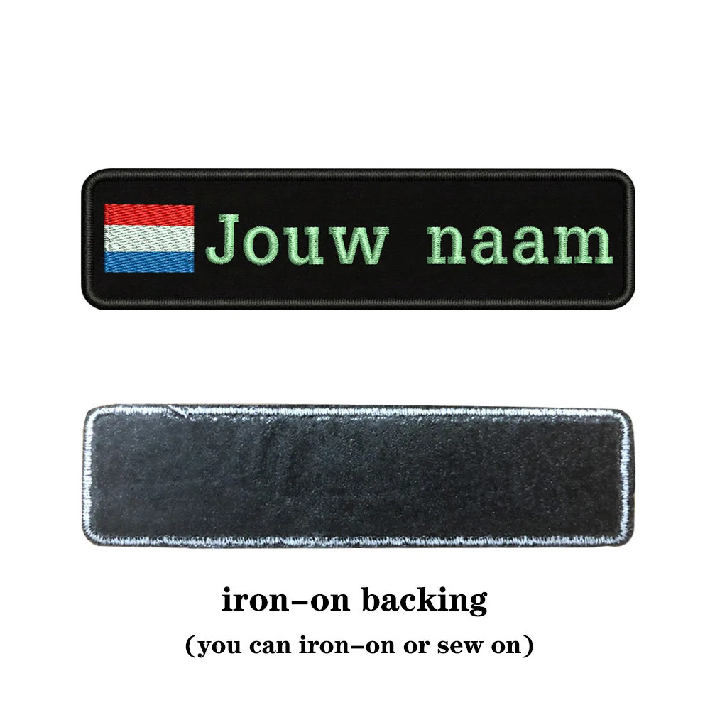 Light blue-iron on Заказная вышивка, голландское имя флага или заплатка с текстом 10 см* 2,5 см значок, железная или липучка Подложка для одежды, штанов, рюкзаков, шапок - Цвет: Light blue-iron on