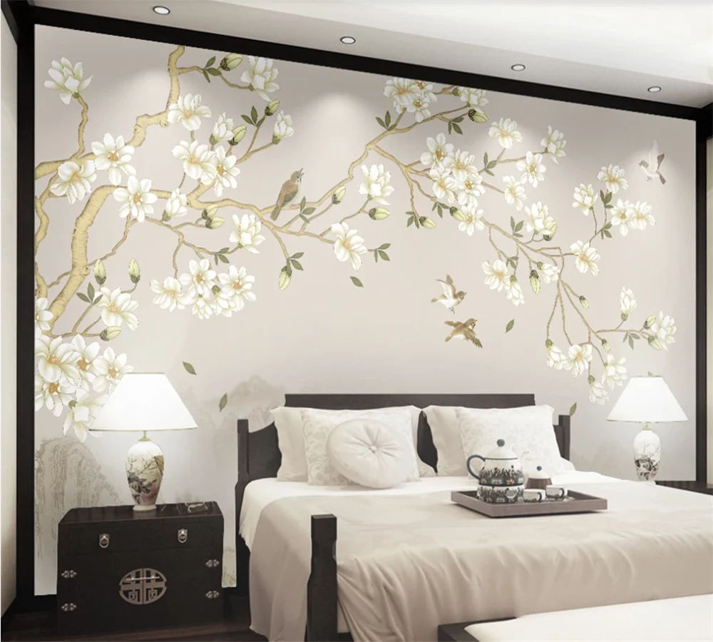 Настенные 3D обои на заказ новинка роспись вручную в китайском стиле цветок