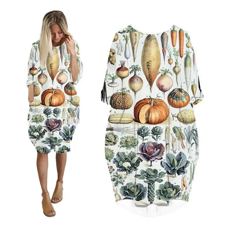 

LIASOSO 3D Print Fashion Mushroom Plant Tree Dress Women Funny Harajuku Dress Long-sleeve Maxi Dresses for Women Women Clothing