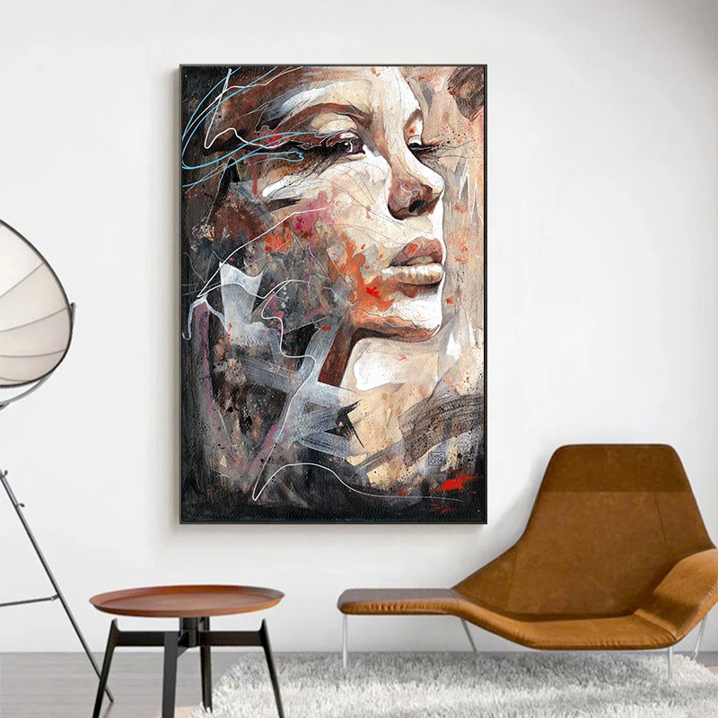 

Abstract Watercolor Woman Portrait Posters and Prints Girl Wall Art Canvas Paintings on The wall decoration for Living Room