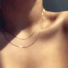 Женское Супертонкое ожерелье с цепочкой, простое Двухслойное тонкое колье для девушек, минималистичное ювелирное изделие, чокер для женщин, 2021