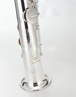margewate new straight pipe soprano saxophone brass silver plated b flat sax playing musical instrument with mouthpiece