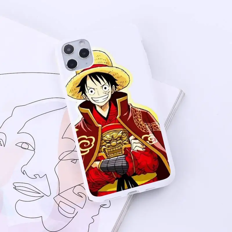 

Luffy One Piece Anime boy pirate Phone Case Candy Color for iPhone 6 7 8 11 12 s mini pro X XS XR MAX Plus