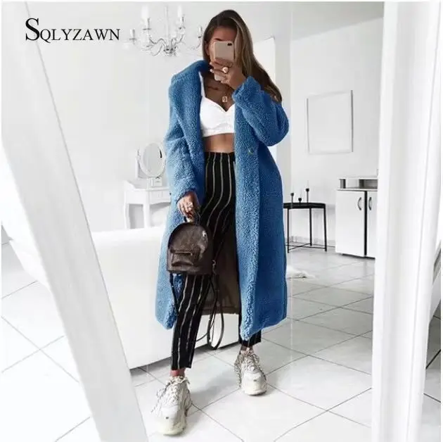 

Autumn Winter Faux Fur Coat Women 2019 Casual Loose Solid Long Teddy Coat Female Vintage Plus Size Thick Warm Jackets Coats 5XL