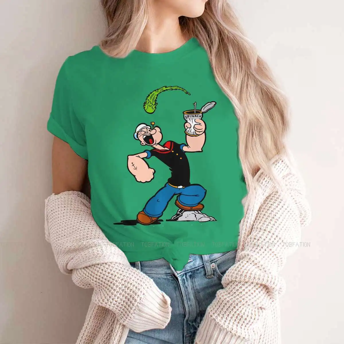 

Simple Printing Graphic TShirt Popeye The Sailor Hot Blood Animation Printing Tops 4XL 5XL Leisure T Shirt Female Short Sleeve