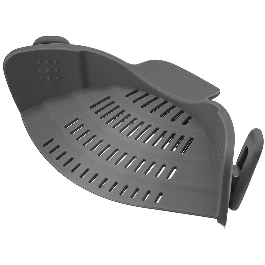 

The new wide mouth silicone block pot side drainer household noodles and vegetables pour vegetable filter to prevent spills