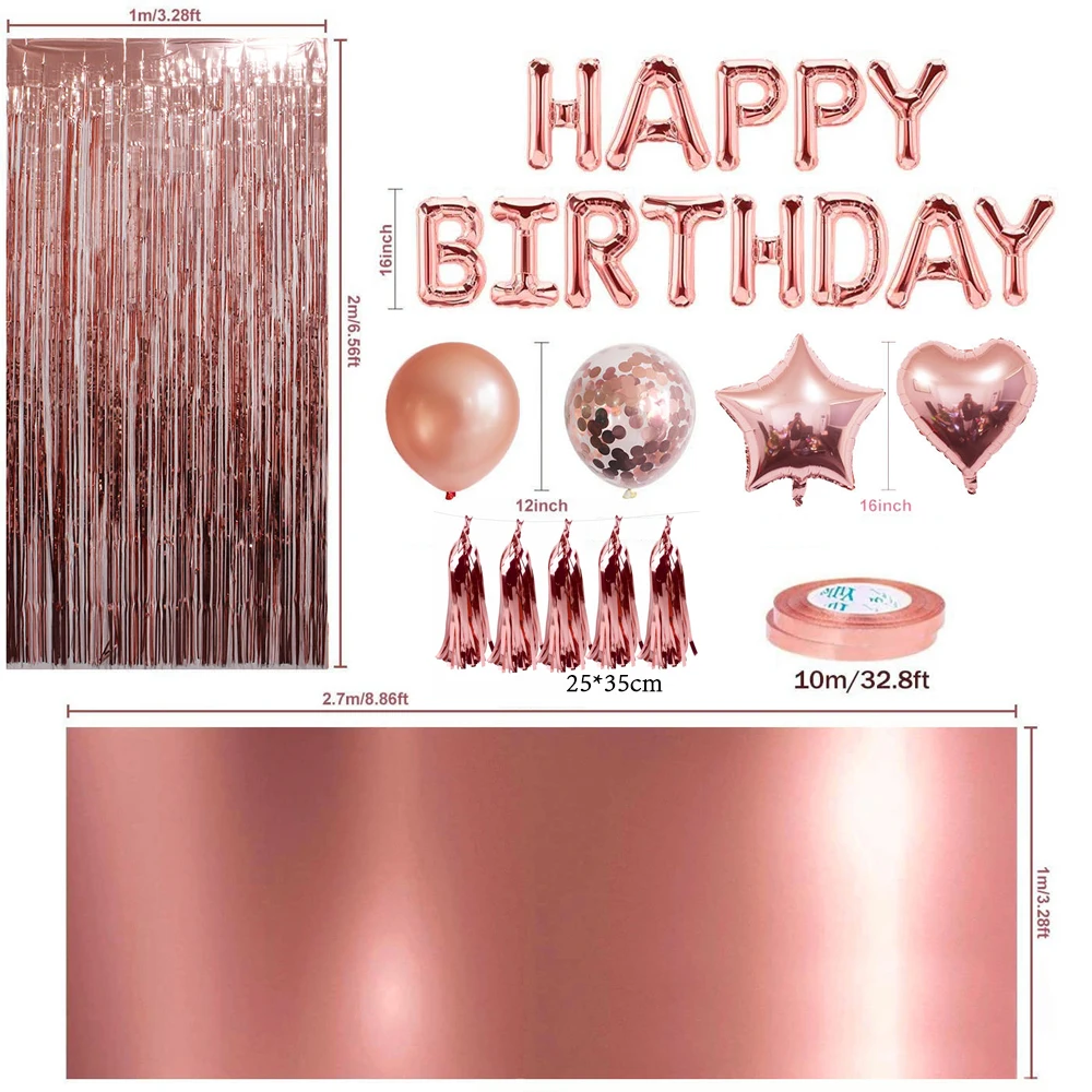 

Набор воздушных шаров с надписью «HAPPY BARTHDAY», латекс, розовое золото воздушный шар "Конфетти", принадлежности для украшения свадебной вечерин...