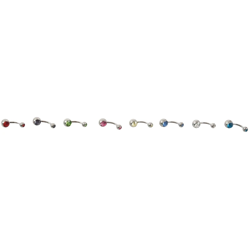 

8x Rhinestone Titanium body jewelry navel piercing