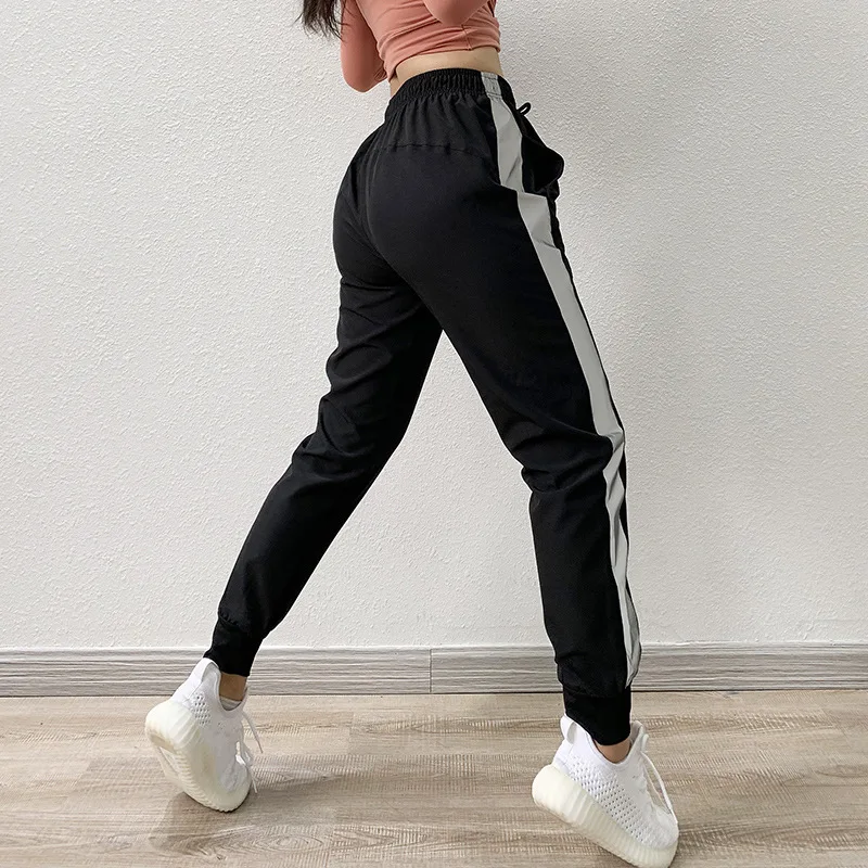 

Autumn Pants Women Clothing Casual Harem Pants Loose Trousers Women Black Striped Side Pants Female Drawstring Pants Pink Black