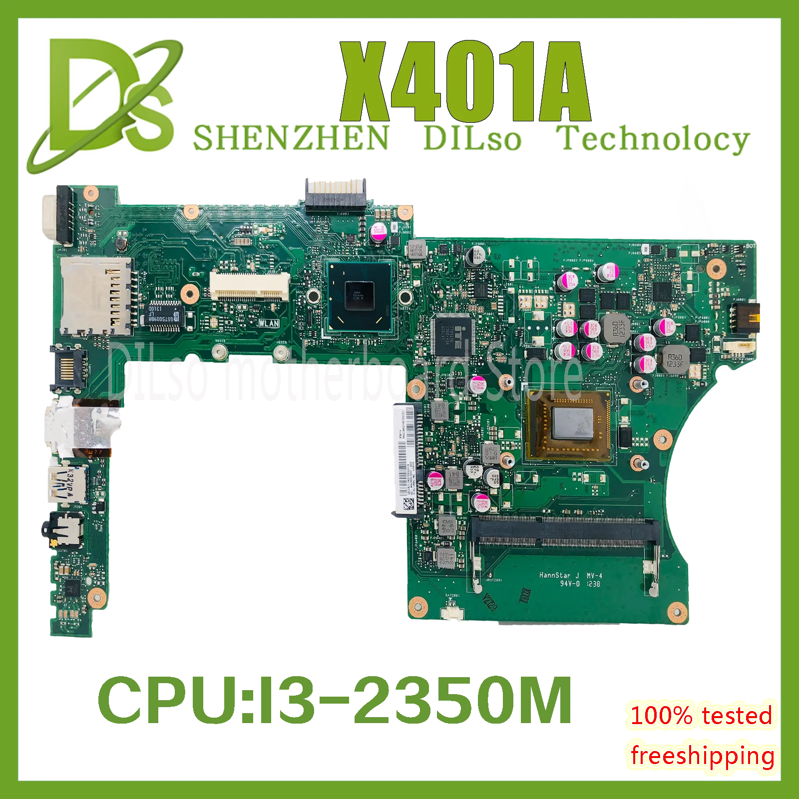 

KEFU X401A HM76 origina motherboard lFor ASUS X301A X401A X501A F401A with I3-2350 CPU MSLJ8E HM76 DDR3 100% Test OK