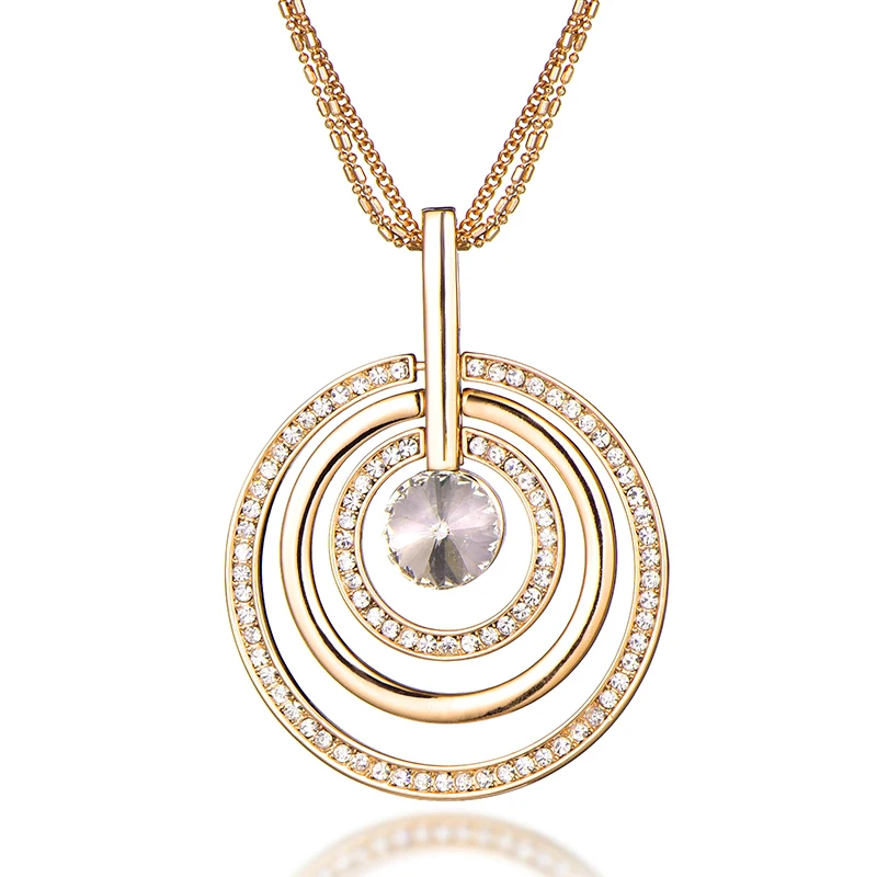 Цепочка с подвеской в виде Круга женская многослойная цепочка цвета розового